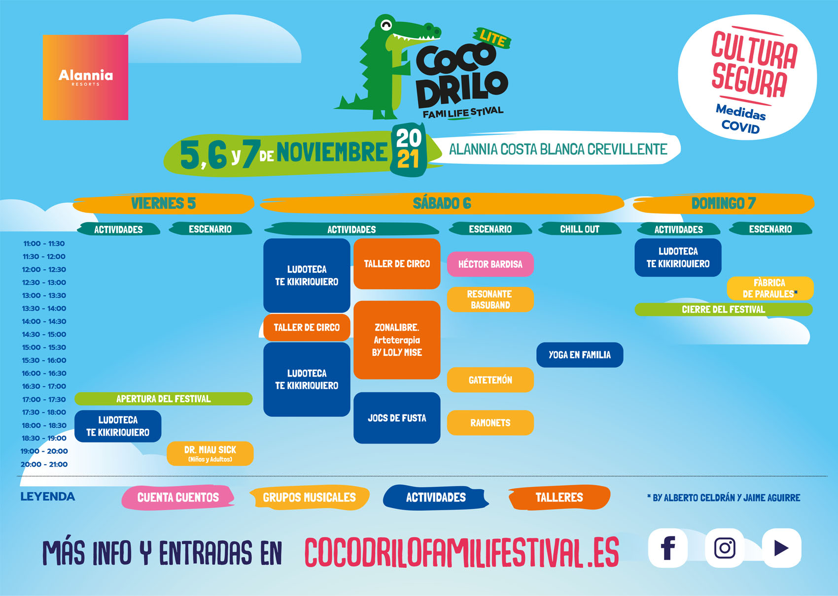 horarios cartel cocodrilo family festival noviembre 2021